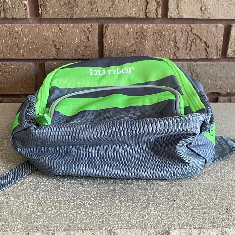 Pottery Barn Kids “Hunter” Green and Gray Striped Small Backpack